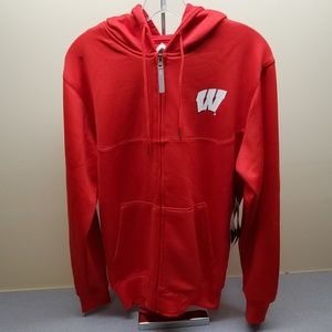 Red Full-Zip Hoodie with W Patch - Unbranded
